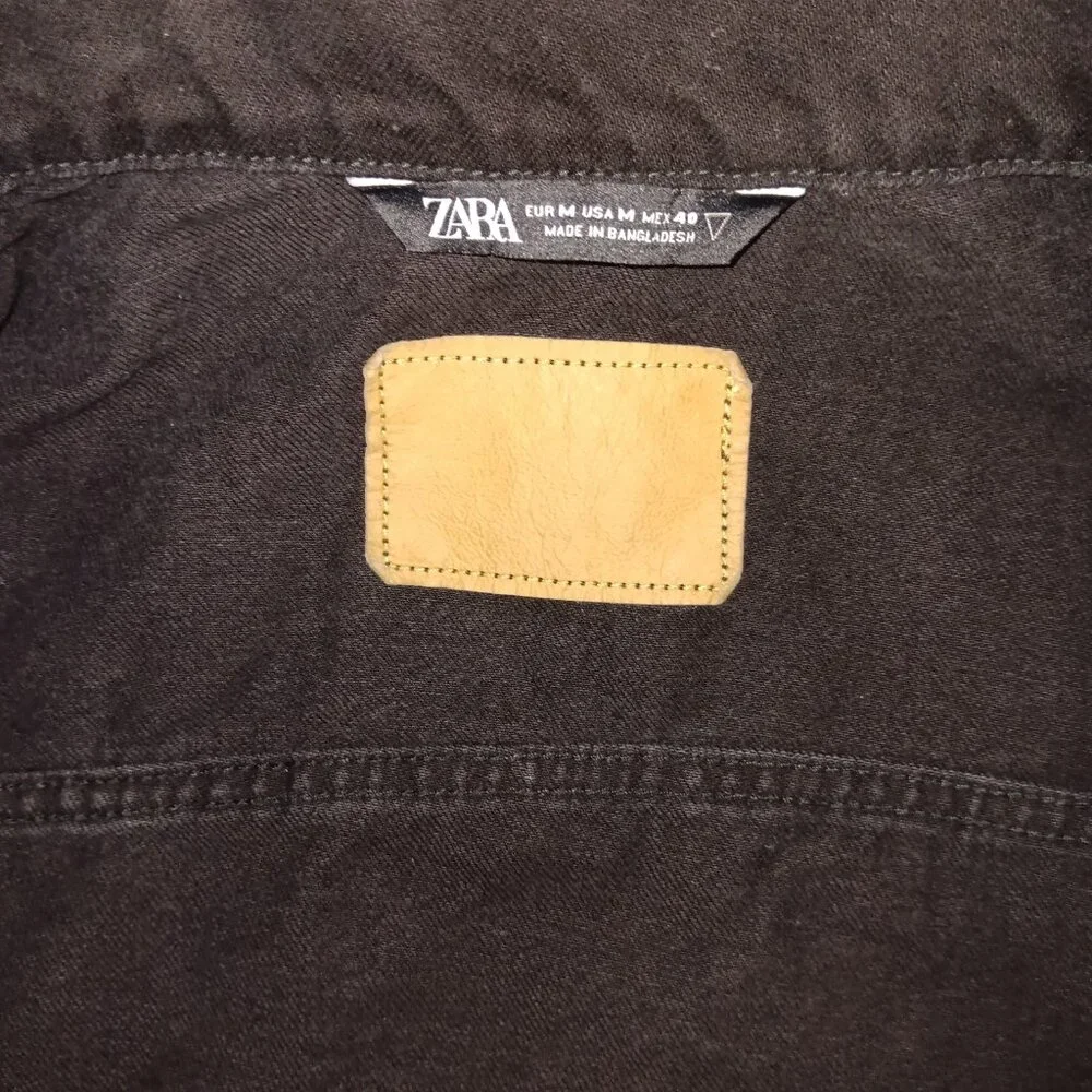 ZARA MEN'S BUTTON UP BLACK DENIM JACKET - Picture 3 of 11